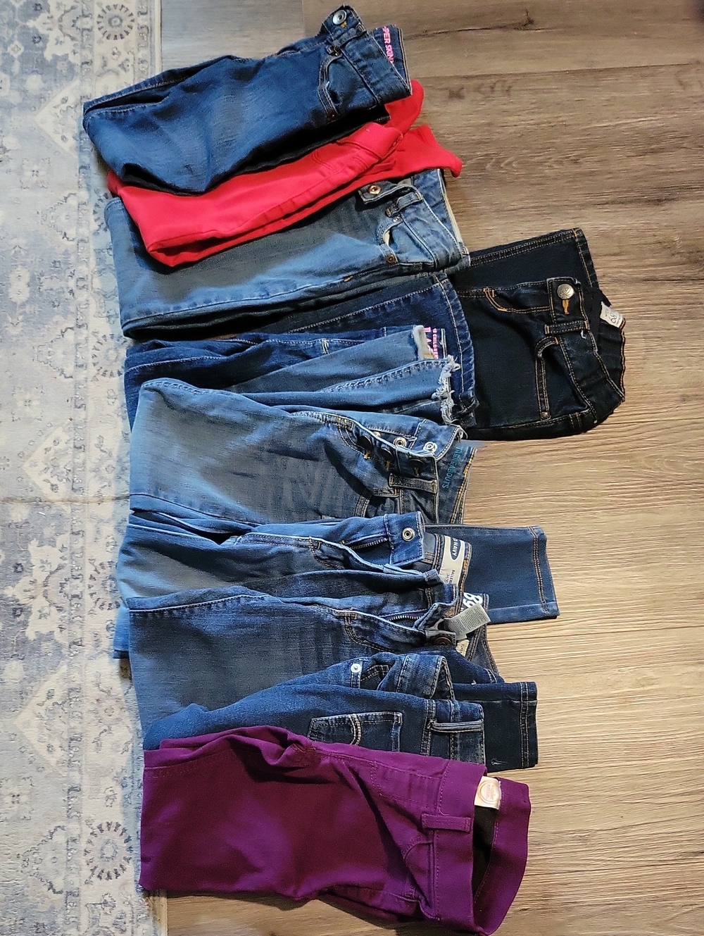 Kids' Jeans Bundle - Blue, Red & Purple Styles